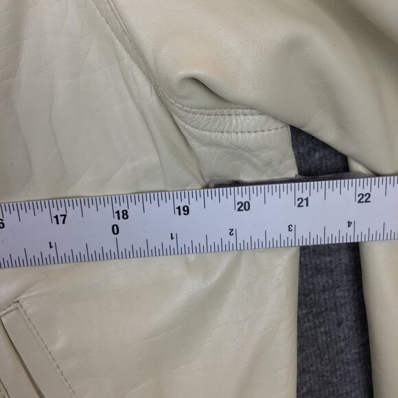 Vericci Cream Leather Jacket - Picture 4 of 11